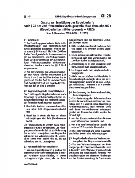 XII.28 | RBEG: Regelbedarfs-Ermittlungsgesetz