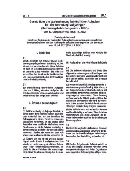 IV.01 | BtBG: Betreuungsbehördengesetz