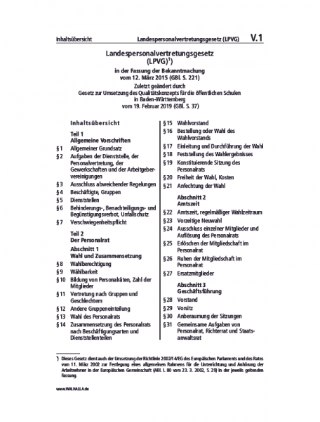 V.01 | Landespersonalvertretungsgesetz (LPVG)