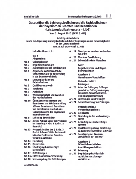 II.01 | Leistungslaufbahngesetz (LlbG)
