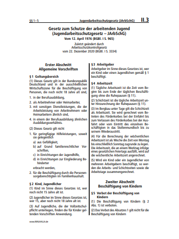 II.03 | Jugendarbeitsschutzgesetz (JArbSchG)