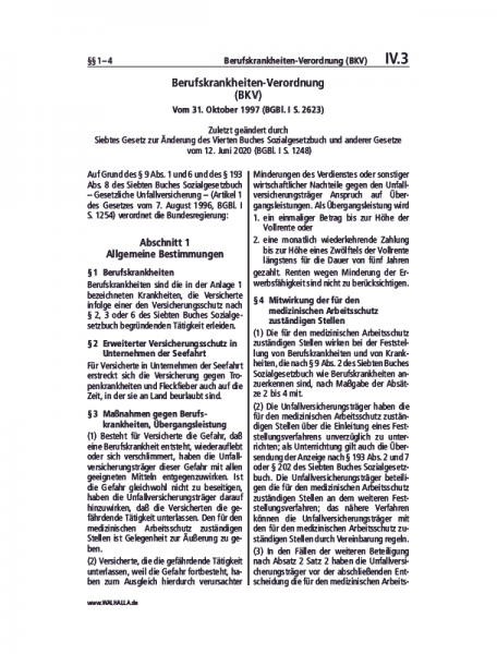 IV.03 | Berufskrankheiten-Verordnung (BKV)