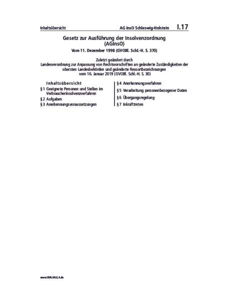 I.17 | AG InsO Schleswig-Holstein