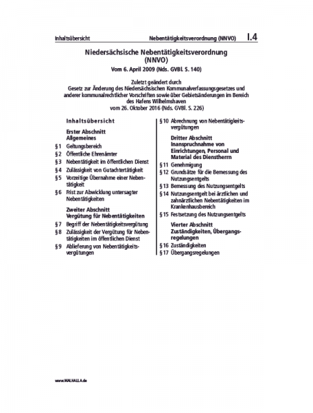 I.04 | Nebentätigkeitsverordnung (NNVO)