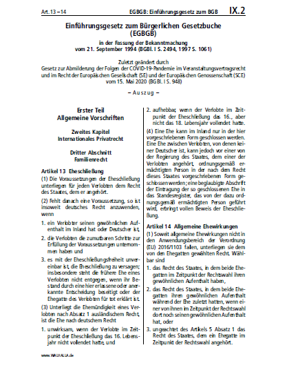 IX.02 | EGBGB: Einführungsgesetz zum BGB