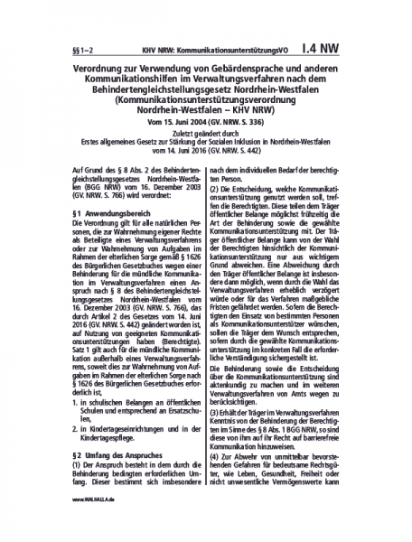 I.04 NW | KHV NRW: KommunikationsunterstützungsVO