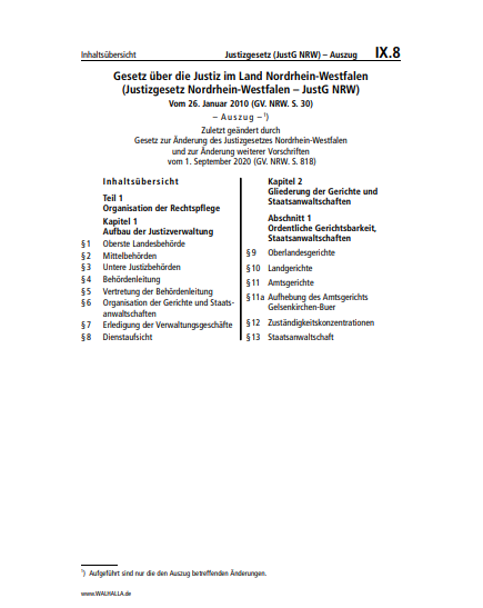 IX.08 | Justizgesetz (JustG NRW) – Auszug
