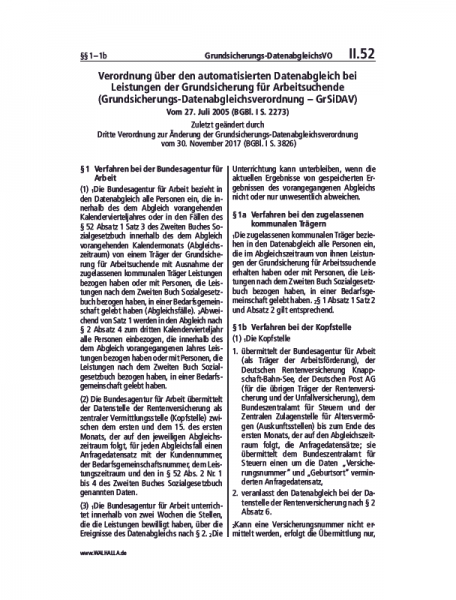 II.52 | Grundsicherungs-DatenabgleichsVO
