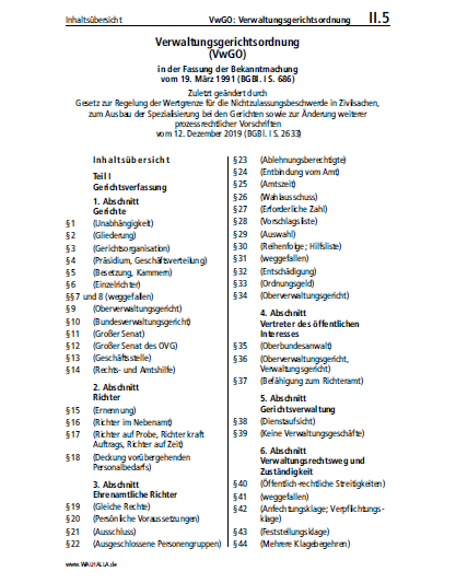 II.05 | VwGO: Verwaltungsgerichtsordnung