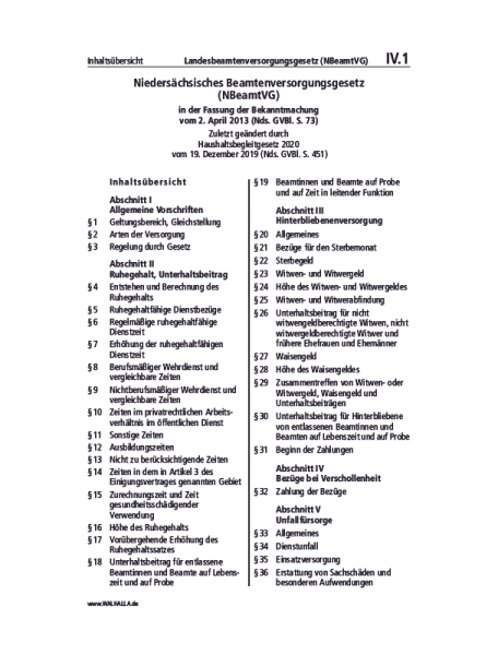 IV.01 | Landesbeamtenversorgungsgesetz (NBeamtVG)