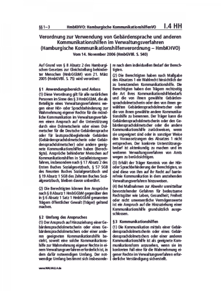 I.04 HH | HmbKHVO: Hamburgische KommunikationshilfenVO