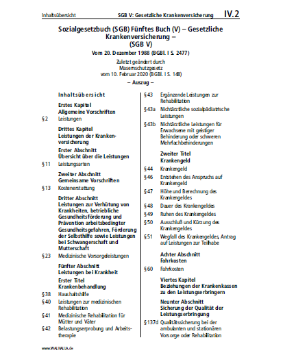 IV.02 | SGB V: Gesetzliche Krankenversicherung (Auszug)