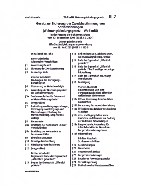 III.02 | WoBindG: Wohnungsbindungsgesetz