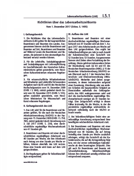 I.05.01 | Lebensarbeitszeitkonto (LAK)