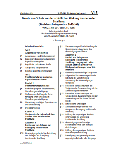 VI.05 | StrlSchG: Strahlenschutzgesetz (Auszug)