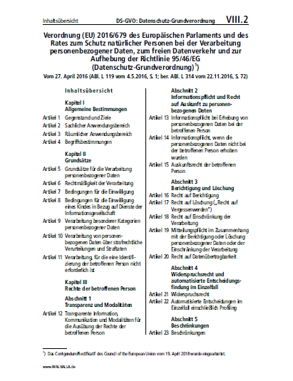 VIII.02 | DS-GVO: Datenschutz-Grundverordnung