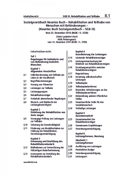 II.01 | SGB IX: Rehabilitation und Teilhabe