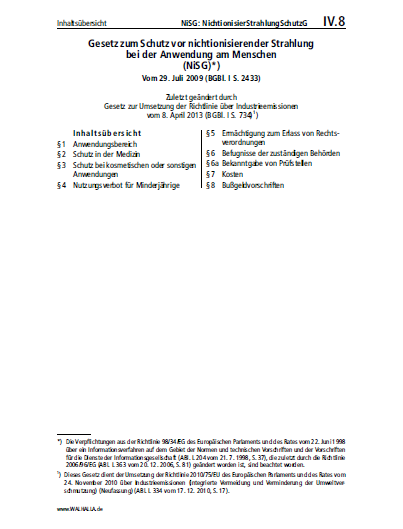 IV.08 | NiSG: NichtionisierStrahlungSchutzG