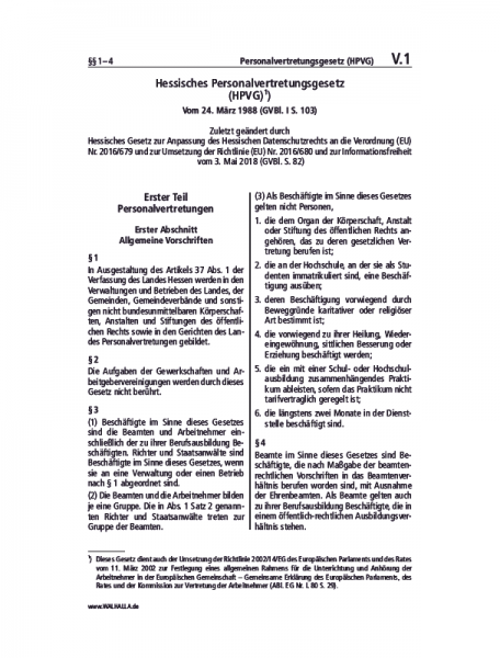 V.01 | Personalvertretungsgesetz (HPVG)