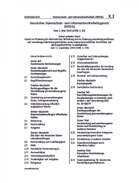 X.03 | Datenschutz- und Informationsfreiheit (HDSIG)