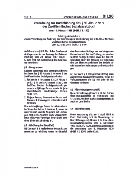 XII.90 | DVO zu §90 Abs. 2 Nr. 9 SGB XII
