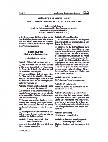 IX.02 | Verfassung des Landes Hessen