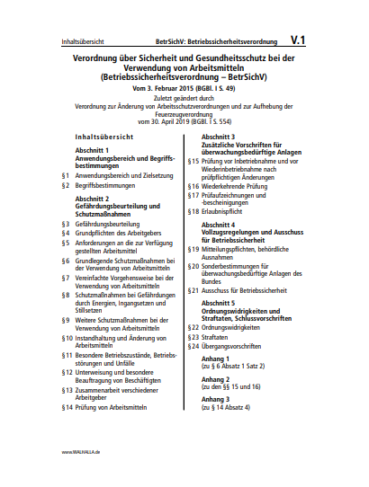 V.01 | BetrSichV: Betriebssicherheitsverordnung