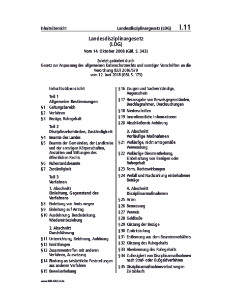I.11 | Landesdisziplinargesetz (LDG)