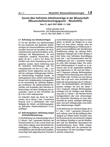 I.08 | WissZeitVG: WissenschaftszeitvertragsG