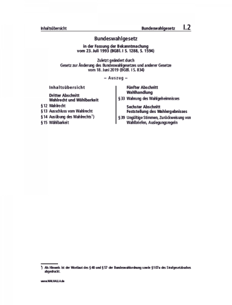 I.02 | Bundeswahlgesetz (Auszug)