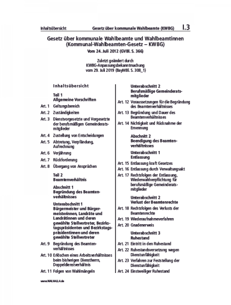 I.03 | Kommunal-Wahlbeamten-Gesetz (KWBG)