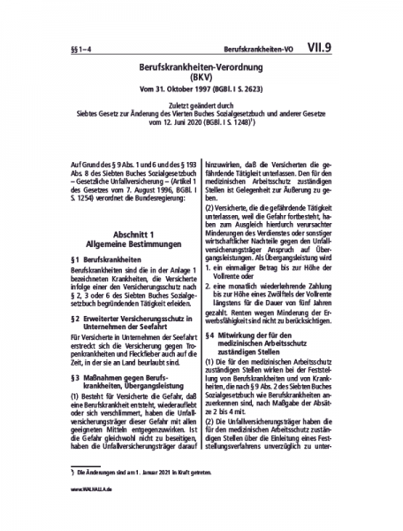 VII.09 | Berufskrankheiten-VO