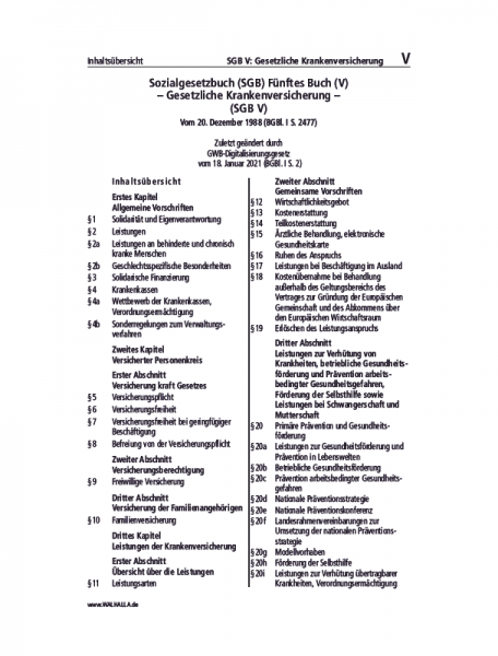 V | SGB V: Gesetzliche Krankenversicherung
