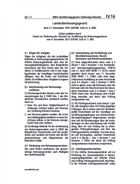 IV.16 | BtBG-Ausführungsgesetz Schleswig-Holstein
