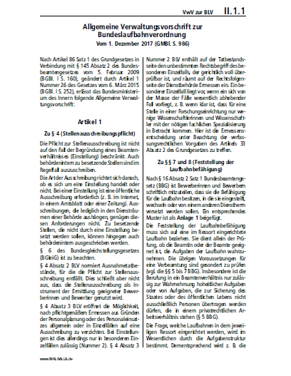 II.01.01 | VwV zur BLV