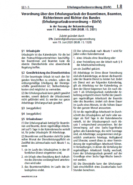 I.08 | Erholungsurlaubsverordnung (EUrlV)
