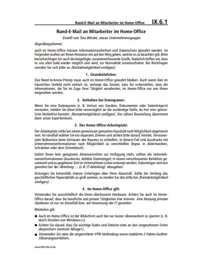 IX.06.01 | Rund-E-Mail an Mitarbeiter im Home-Office
