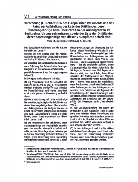 V.01 | EU-Visumverordnung (2018/1806)
