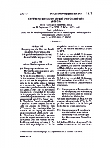 I.2.01 | EGBGB: Einführungsgesetz zum BGB (Auszug)