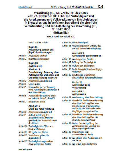 X.04 | EU-Verordnung Nr. 2201/2003: Brüssel IIa