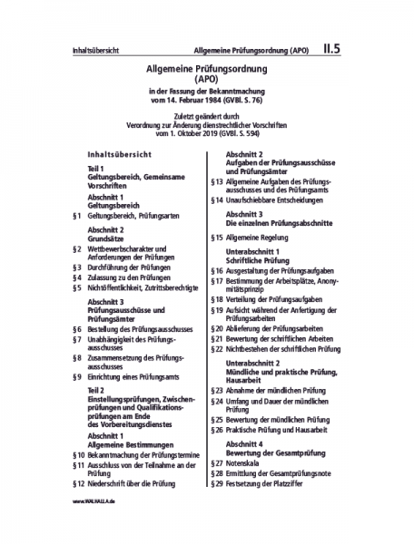 II.05 | Allgemeine Prüfungsordnung (APO)
