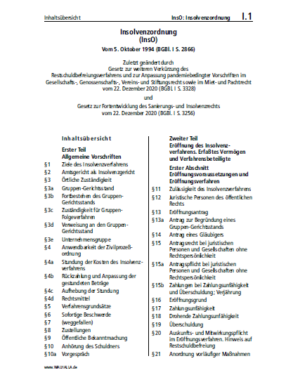 I.01 | InsO: Insolvenzordnung