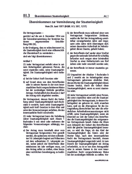 III.03 | Übereinkommen Staatenlosigkeit