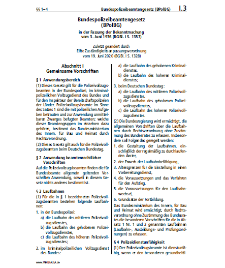 I.03 | Bundespolizeibeamtengesetz (BPoIBG)