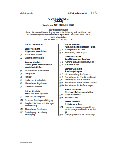 I.13 | ArbZG: ArbeitszeitG