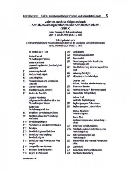 X | SGB X: Sozialverwaltungsverfahren und Sozialdatenschutz