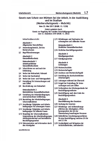 I.07 | Mutterschutzgesetz (MuSchG)