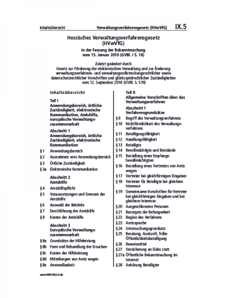 IX.05 | Verwaltungsverfahrensgesetz (HVwVfG)