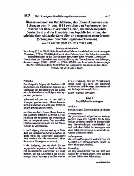 IV.02 | SDÜ: Schengener Durchführungsübereinkommen