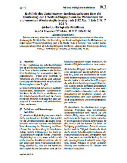 IV.03 | Arbeitsunfähigkeits-Richtlinien